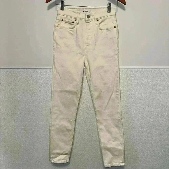 NWT! RE/DONE White Jeans 90s High Rise Ankle Crop Size 24 / Women’s